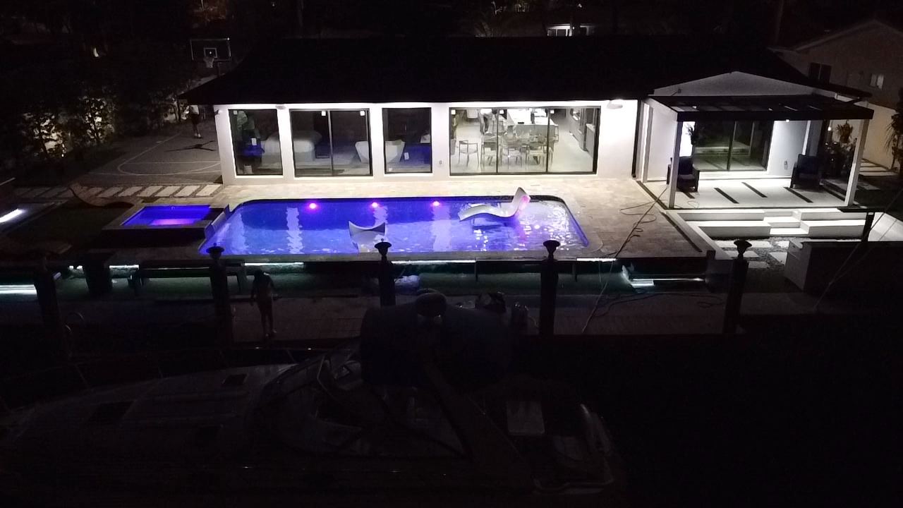 Custom pool with LED lighting by Concrete Solutions Today, serving Davie, FL